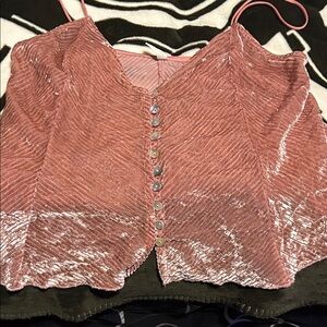 Anthropologie Pink Velvet Camisole Top
